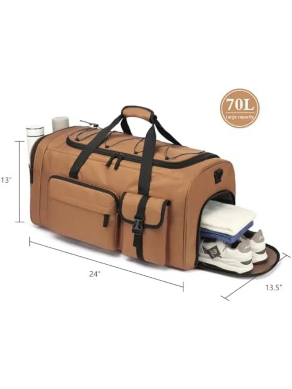 Large 70L Duffle Bag Backpack for Travel, Heavy Duty Gym Bag with Shoe